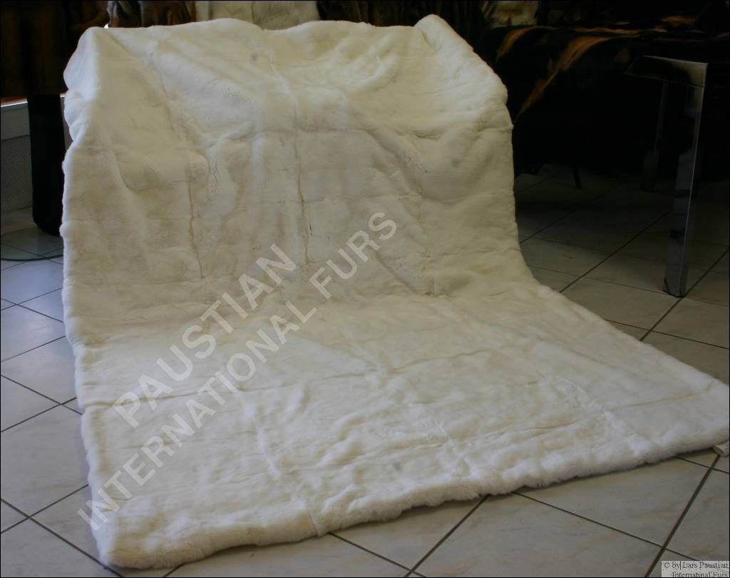 340 Rex Rabbit Fur Blanket Natural White Coney Throw