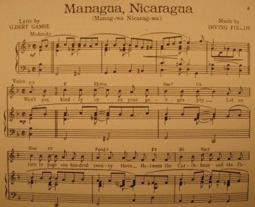 Managua Nicaragua Sheet Music Kay Kyser 1946 Vintage Nice O
