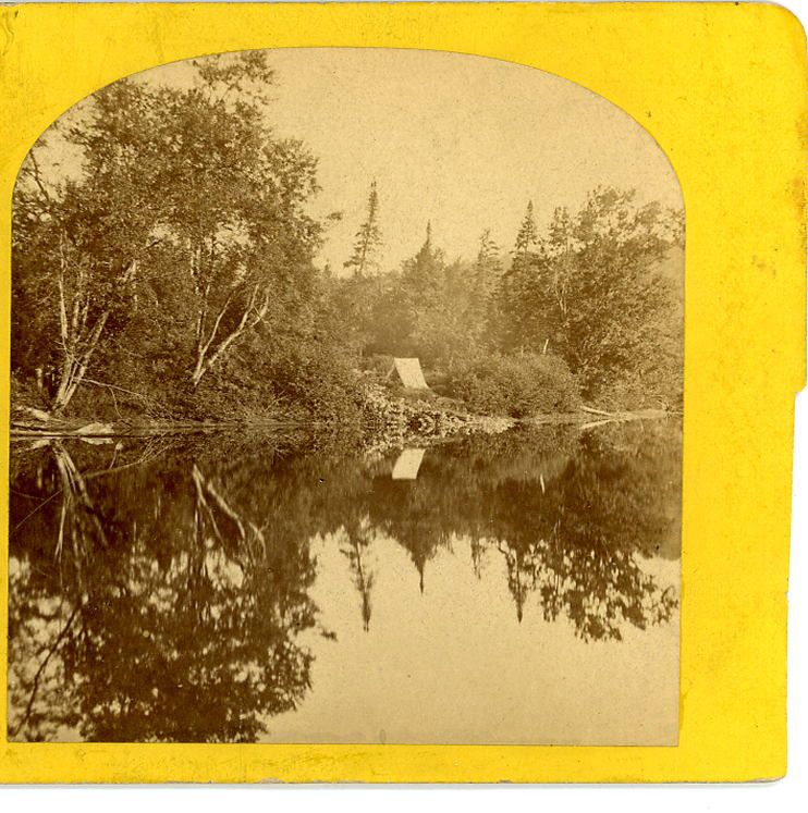 Mould Keeseville NY Stereoview Adirondack Mountains Camp on Raquette