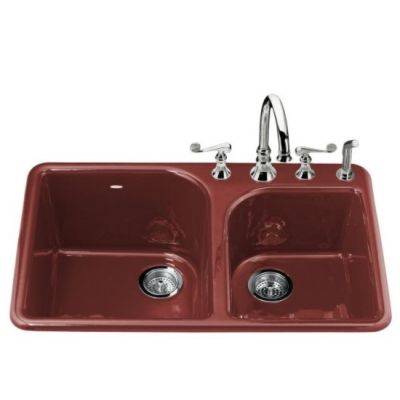 Kohler K 5932 4 R1 Self Rimming Kitchen Sink Red