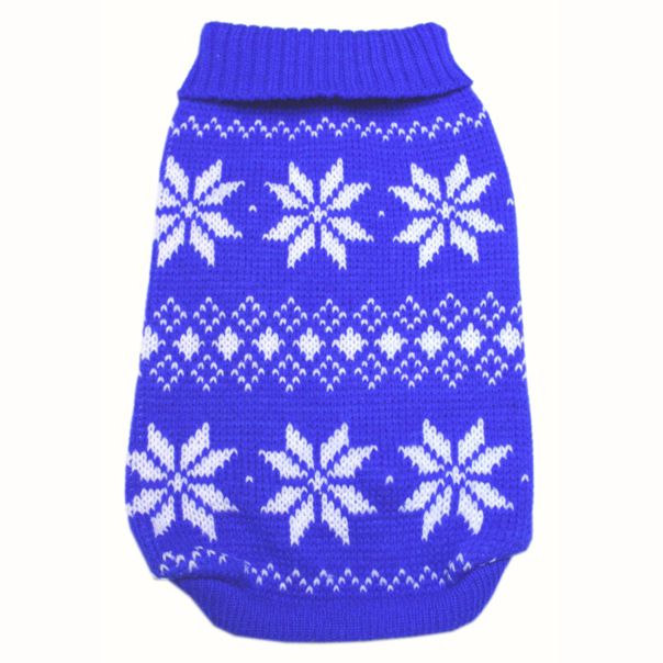 886 XS XL Blue Snowflakes Sweater Coat Dog Clothes