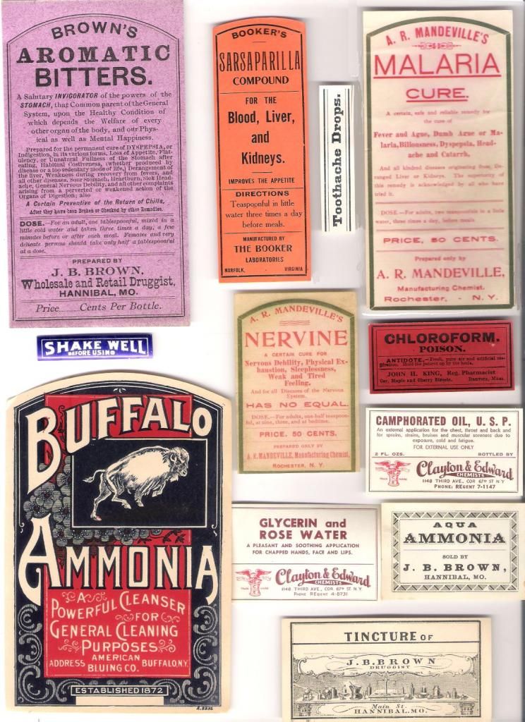 Collection of Old Medicine Bottle Labels from 1800s Must See