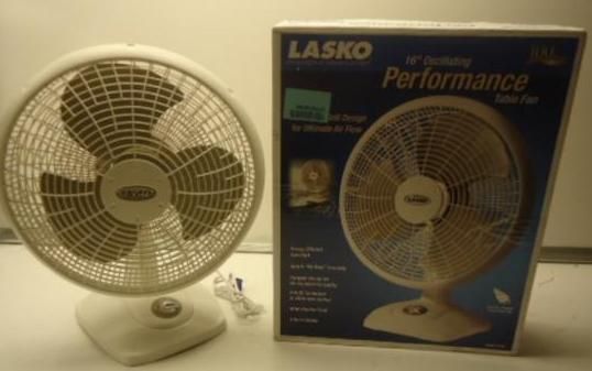 Lasko Products 2506 16 inch Oscillating Table Fan 3 Speed White