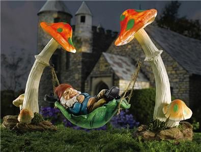 Adorable Napping Garden Lazy Gnome Solar Lighted New