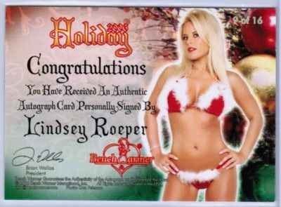 Lindsey Roeper 2006 Benchwarmer Holiday 38 50 Christmas Autograph Set