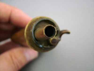 19thC Antique Copper & Brass Powder Flask Hunting Shooting Gamebird