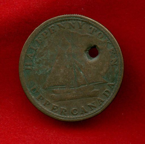1820 Sailboat Upper Canada Commercial Change 1 2 Half Penny Coin Token
