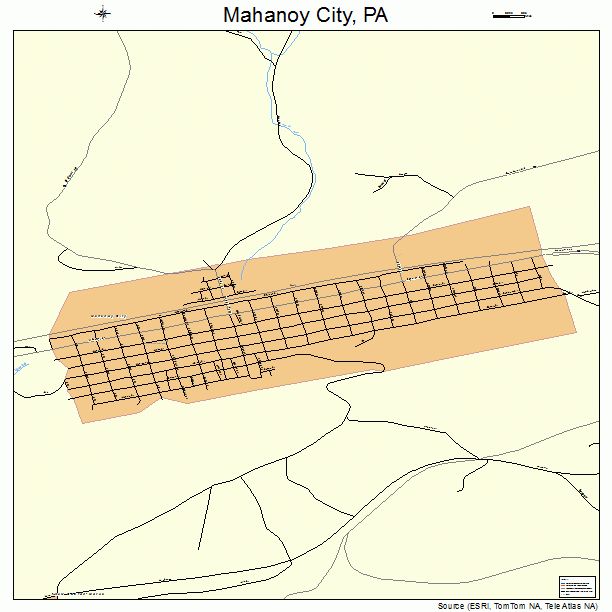 Mahanoy City Pennsylvania Street Road Map PA Atlas Po