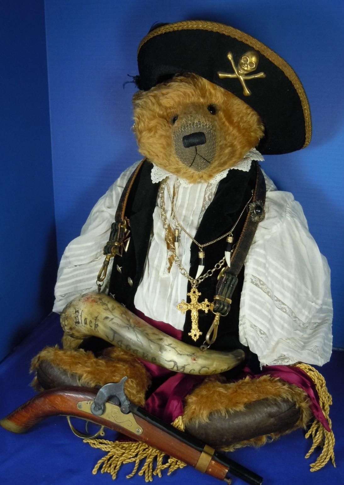 27 Teddy Bear Karen Meer Black Jacque McCaw Antique Style Pirate