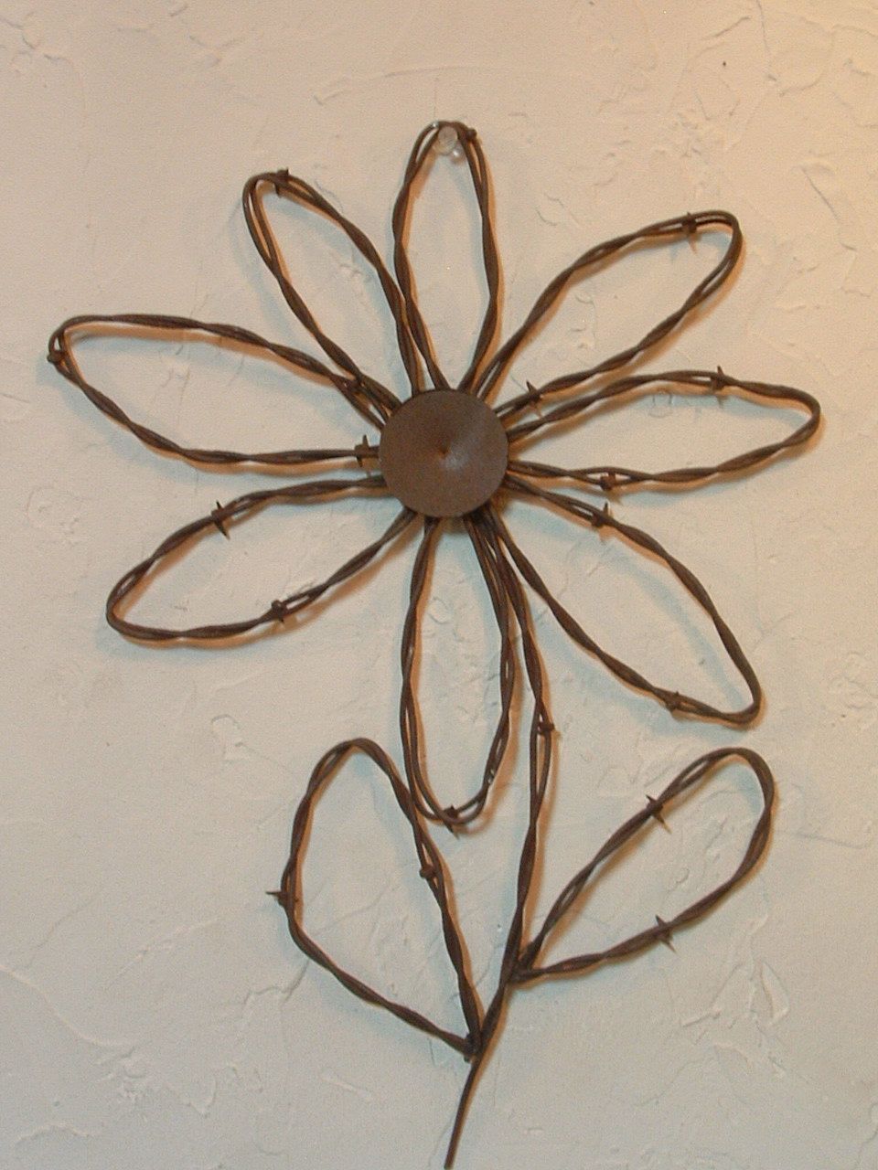 Metal Wall Decor Rustic Western Rusty Barbed Wire Sunflower