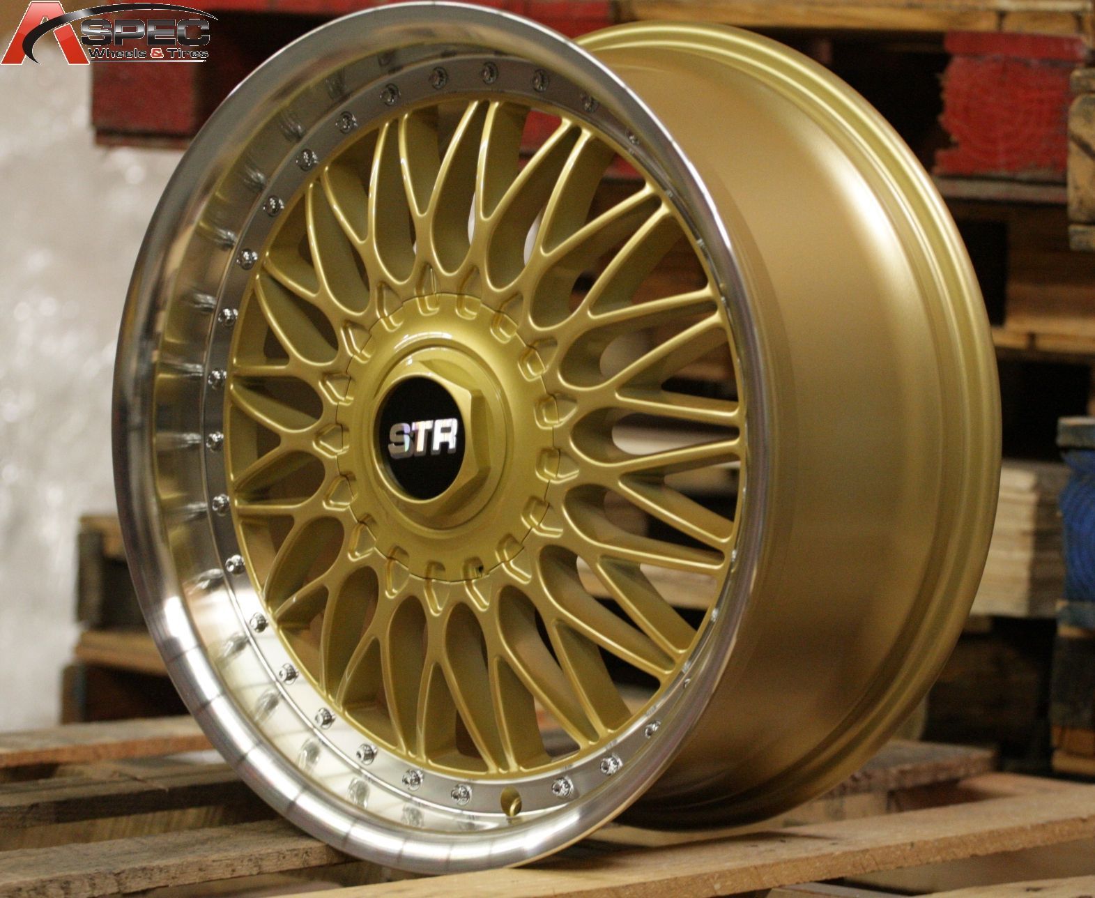 18x8 Str 606 RS 5x114 3 Gold Wheel Fit Sienna Lexus IS250 IS300 Fusion
