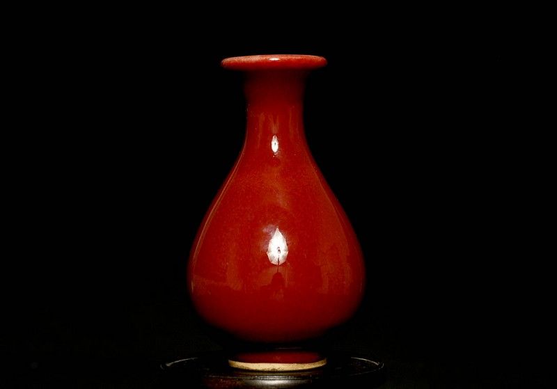 Antique China Porcelain Monchrome Red Glaze Vase AA223