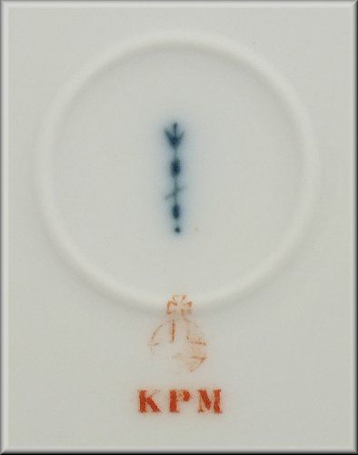 Signed KPM Porcelain Plate w Basket Weave Border Hand Painted Flowers
