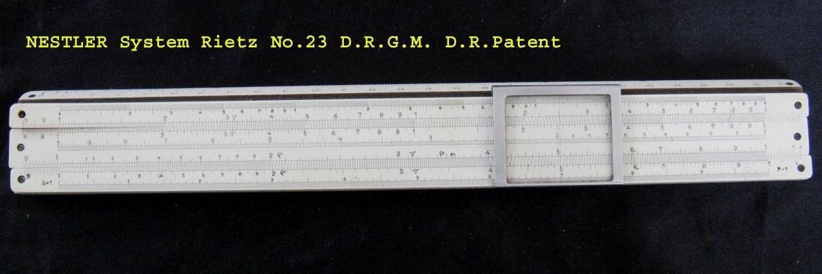 NESTLER No.23 Rechenschieber Rechenstab Holzkern D.R.Patent DRGM slide