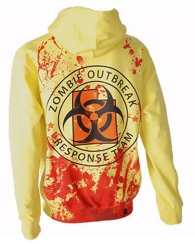 Zombie Response Team Blood Yellow Pullover Fleece Jumper Hoodie Punk