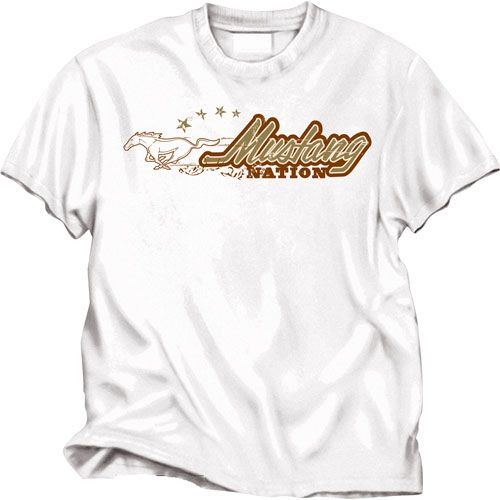 Ford Mustang White Mustang Nation Frontprint Mens T  S