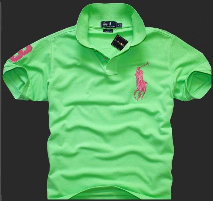 RALPH LAUREN Polo Shirt Gr. XXL Grün/Pink Big Pony Hemd Poloshirt
