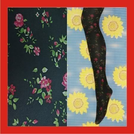 New Women Floral Black Opaque Tights Pantyhose f266