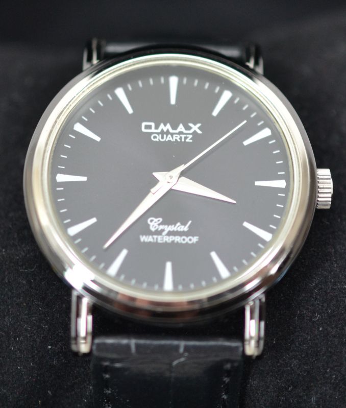 New Omax Quartz Seiko Movement Stainless Leather Band Wrist Watch