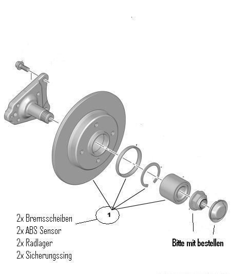 Peugeot 207 307 Bremsscheiben Radlager ABS Ring 424932