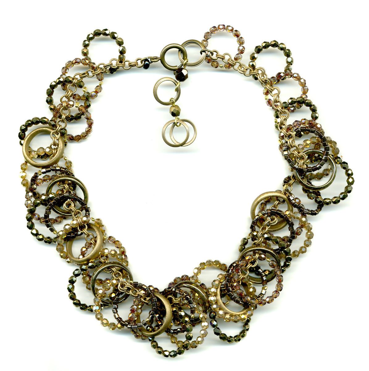 Halskette 10159 Glas Perlen Ringe gold   UVP € 439,90   NEU
