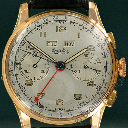 Breitling Uhr Datora 784 in 18 Kt Gold extrem seltene Herrenuhr aus