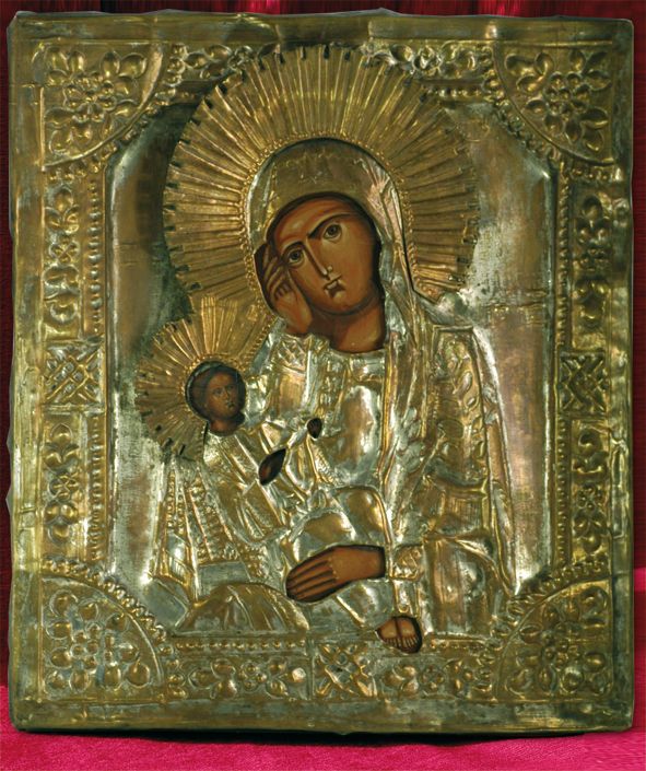 Russische Ikone RUSSIAN ICON Gottesmutter Maria Jesus Mother of God