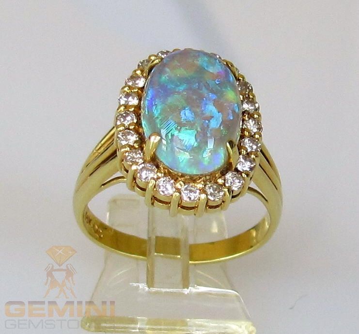 OPAL RING CRYSTALOPAL IN 18KT GOLD 585/  goldring crystal opal