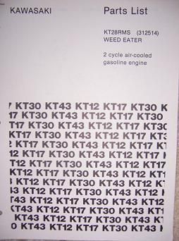 Kawasaki KT28RMS Weed Eater Gas Engine Parts List C